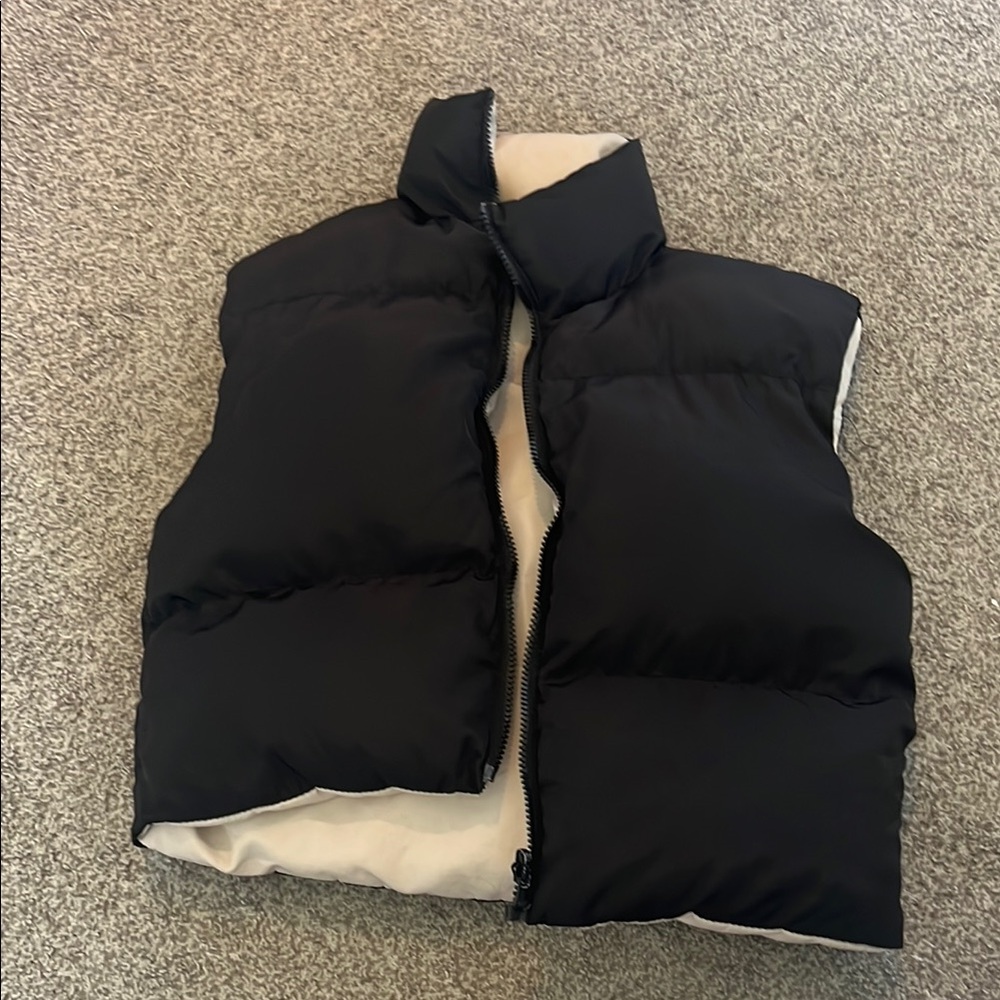 Reversible Black and Cream Puffer Vest